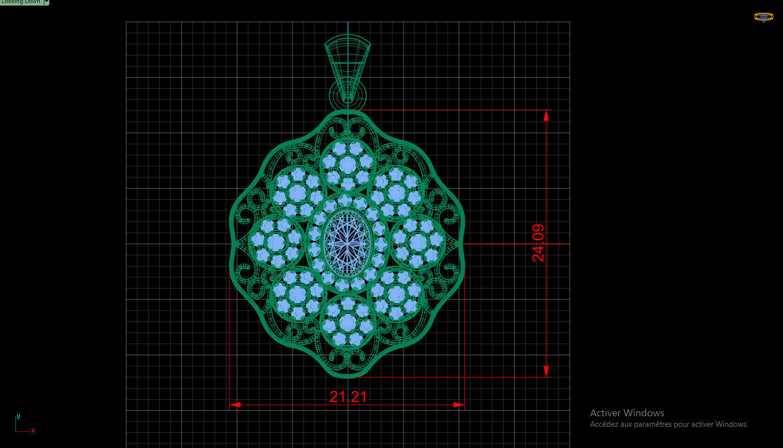 Gold Pendant with emerald and ruby 3d 3D print model_1