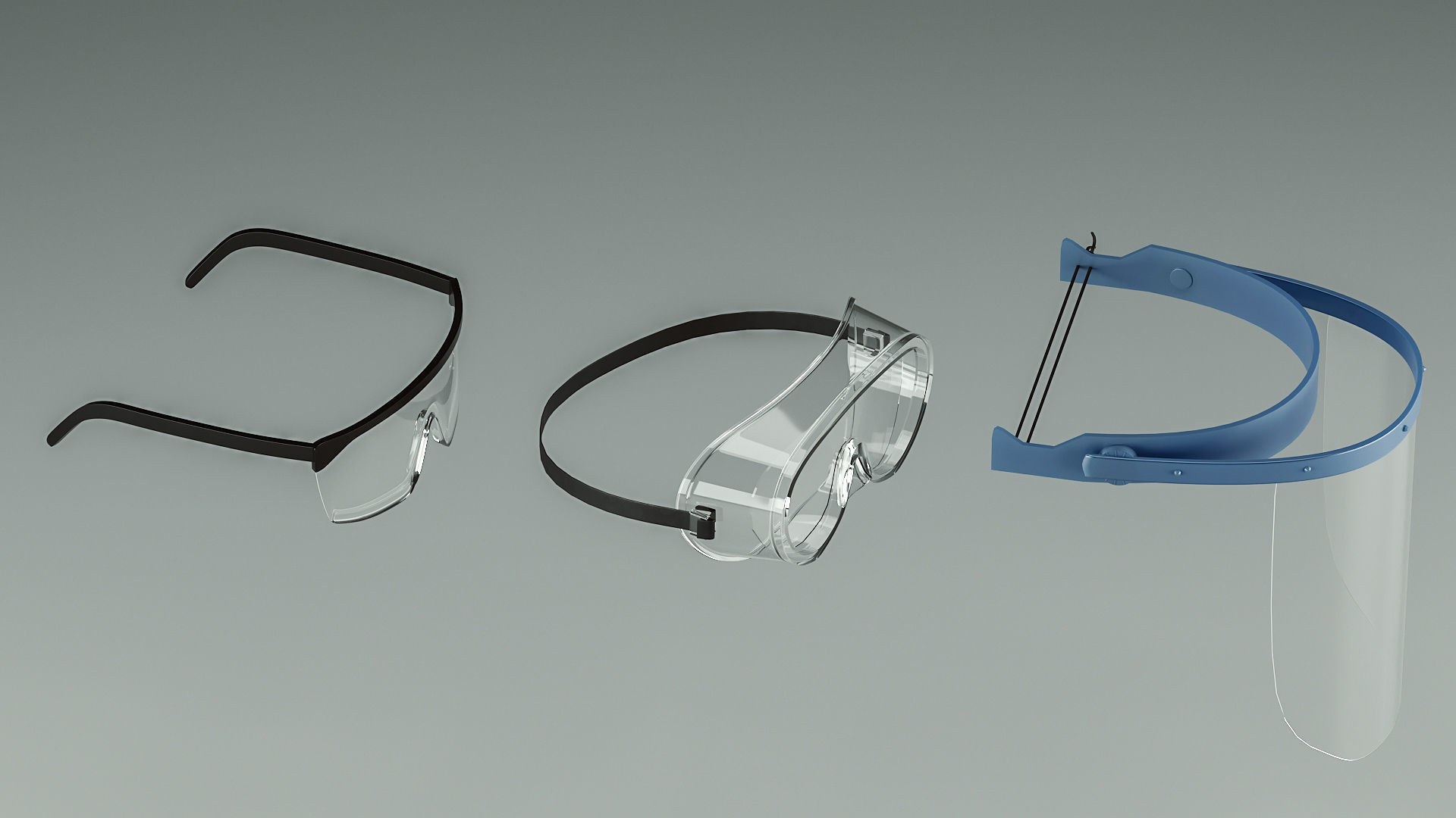 Safety glasses set 3D model Low-poly 3D model_1