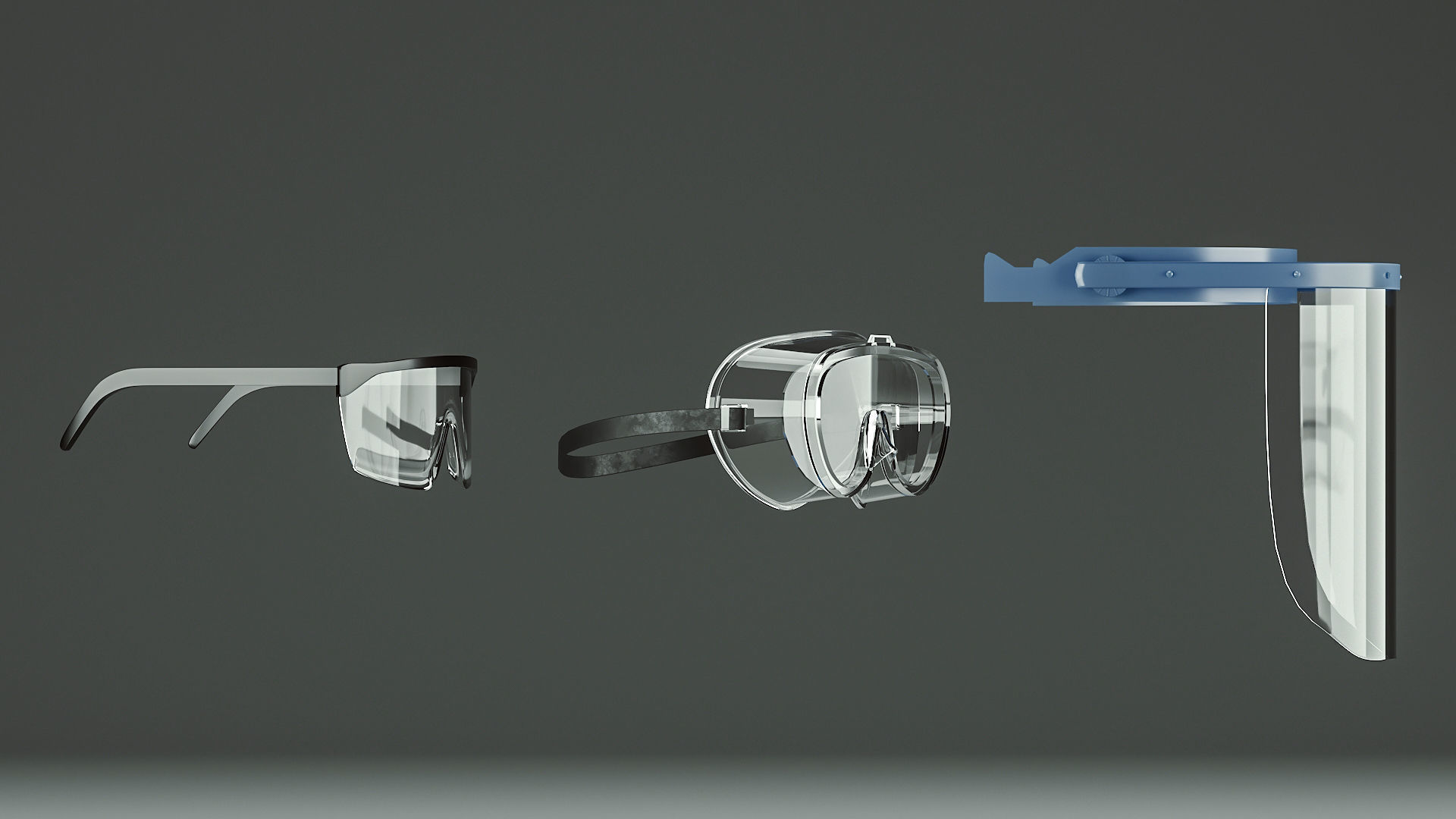 Safety glasses set 3D model Low-poly 3D model_2