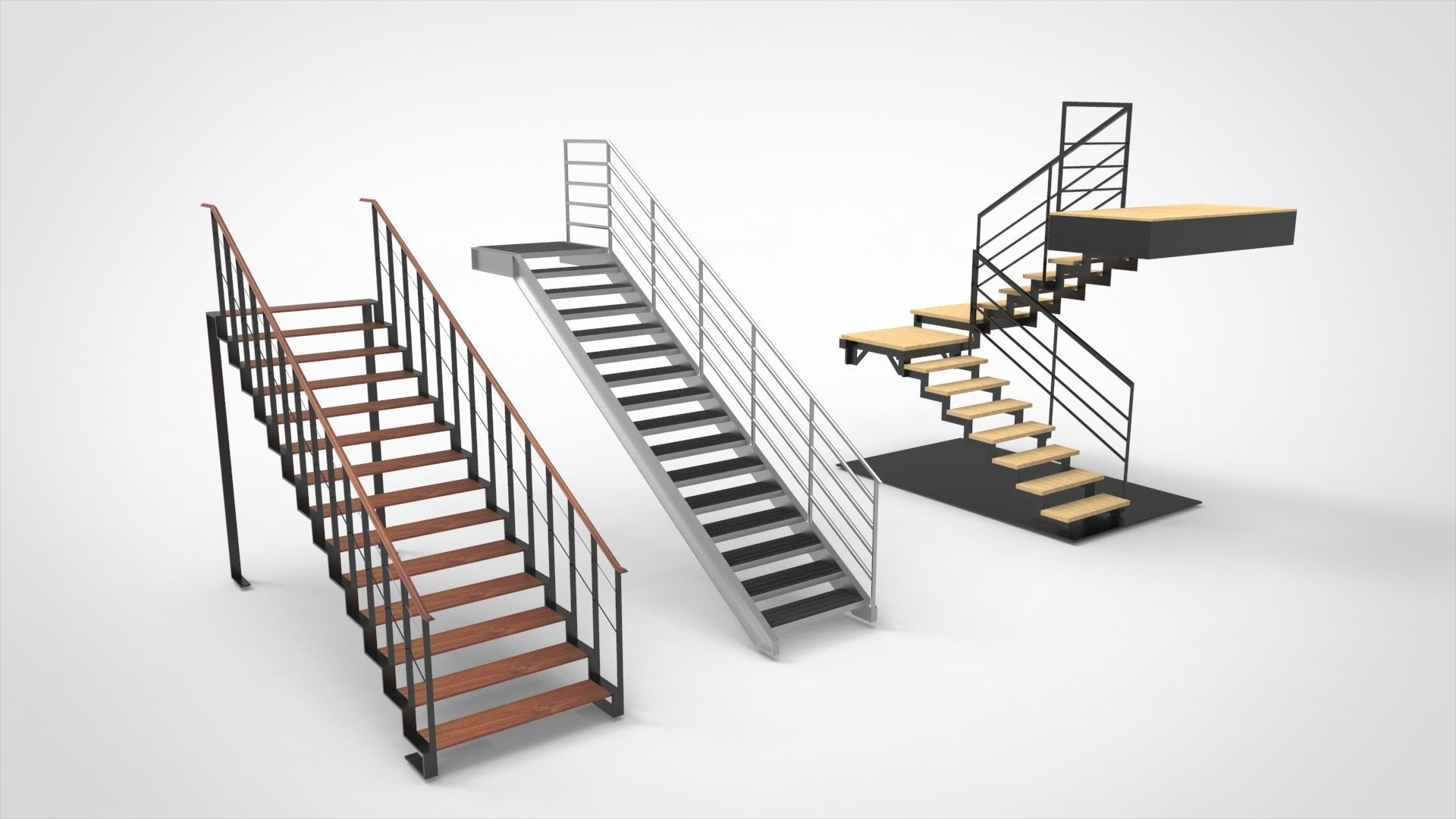 Stairs set of 3D model_4