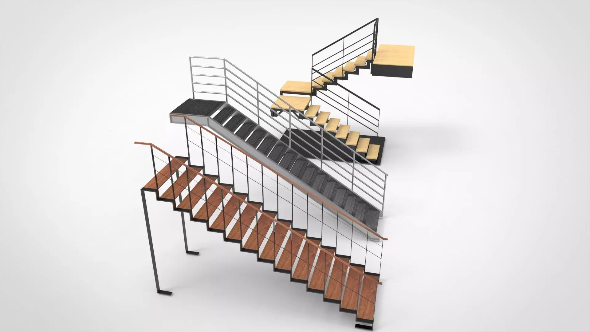 Stairs set of 3D model_0