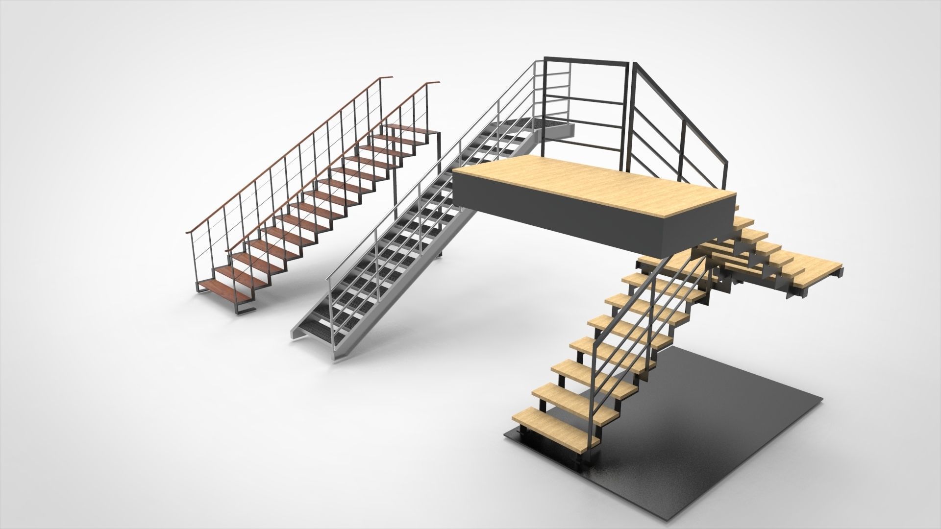 Stairs set of 3D model_1