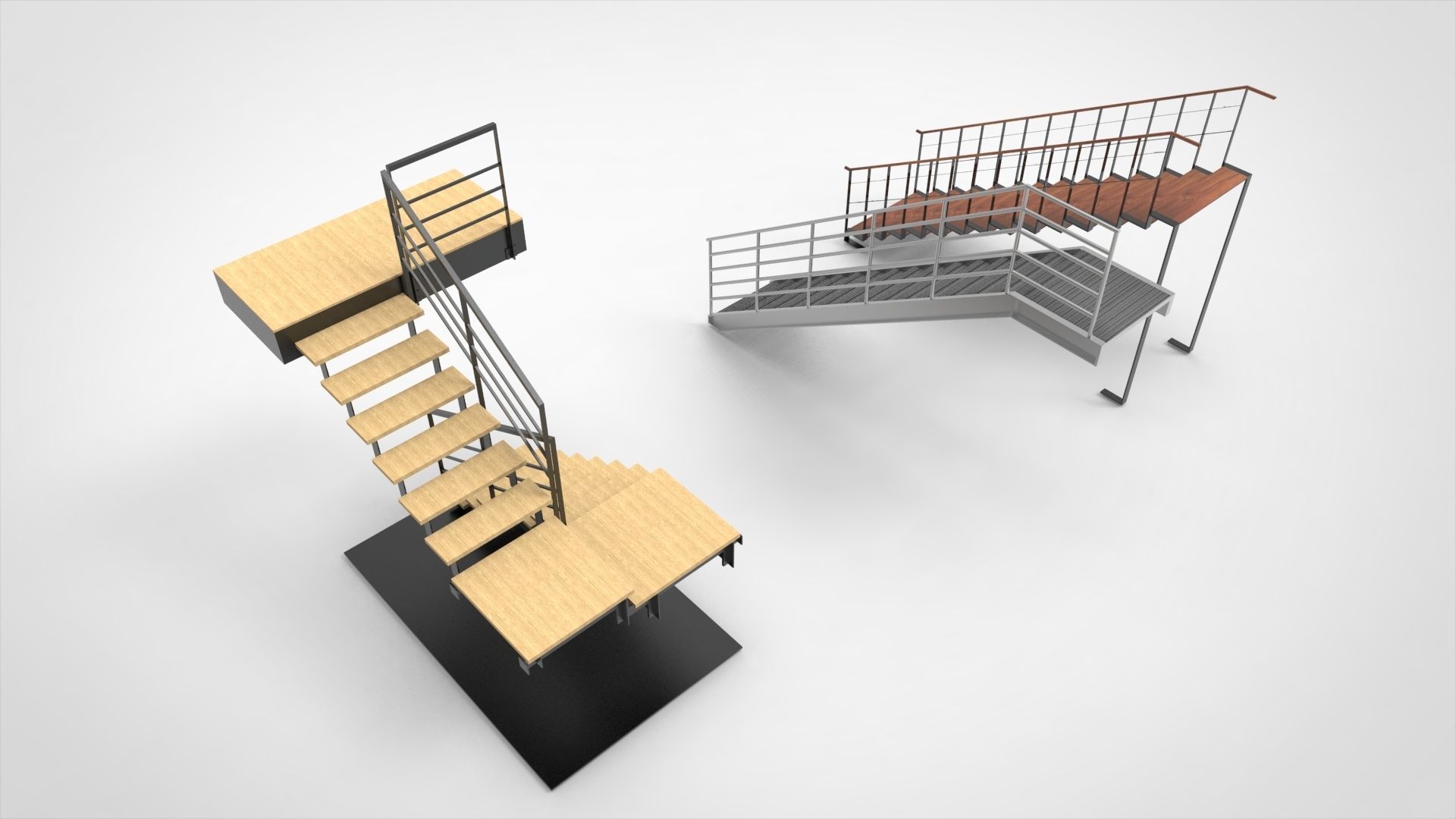 Stairs set of 3D model_3