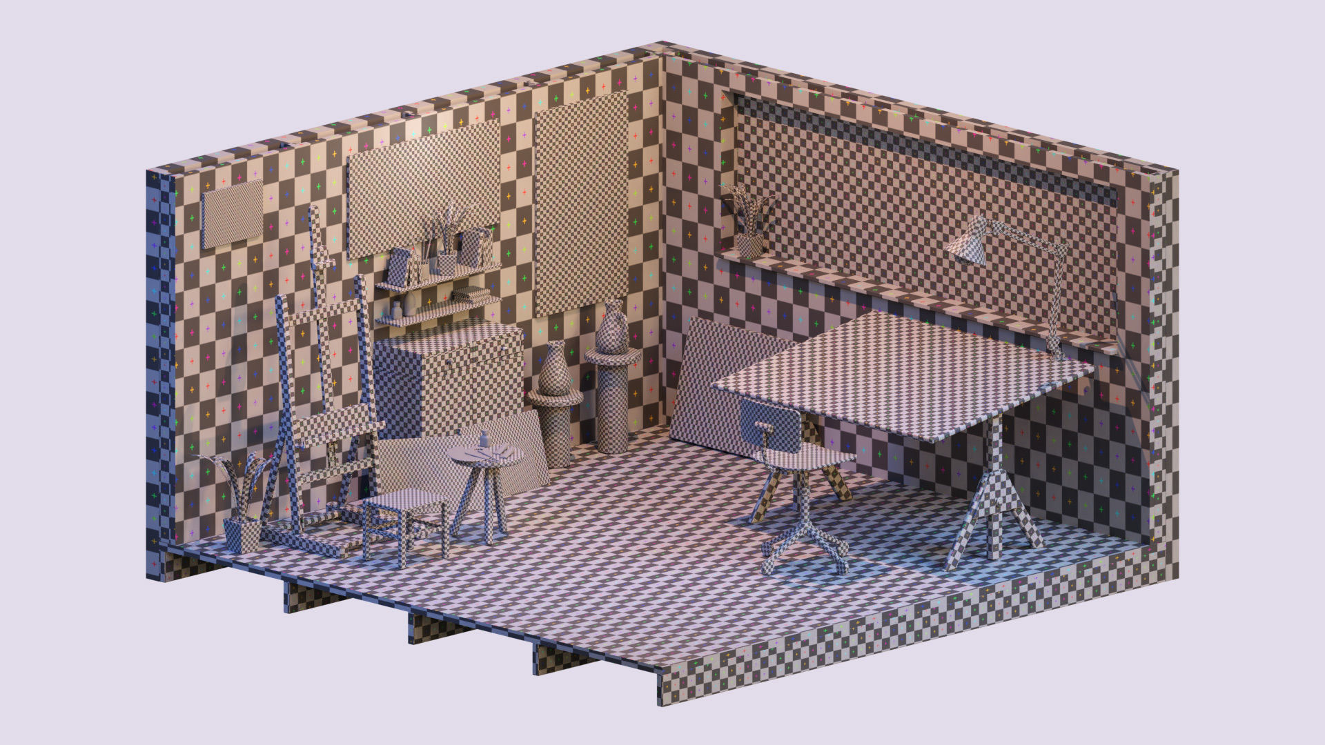 The Artist s Studio Isometric Game Environment Low-poly 3D model_3