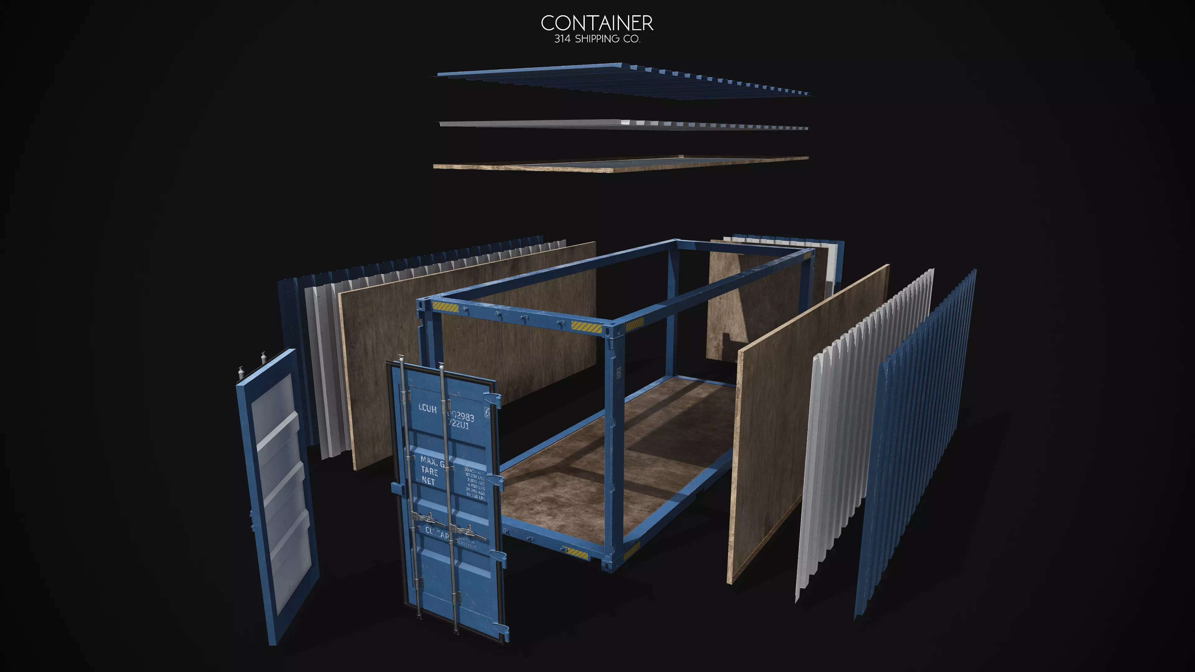 Extreme Modular 3D Container Low-poly 3D model_0