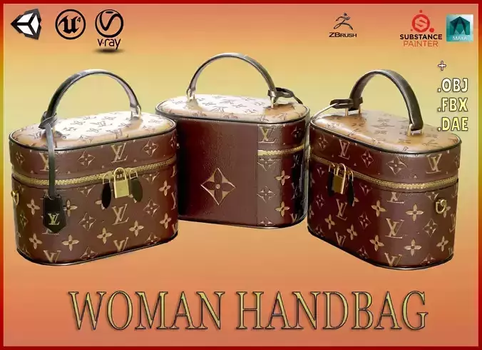 Woman Handbag Louis Vuitton Low-poly 3D model