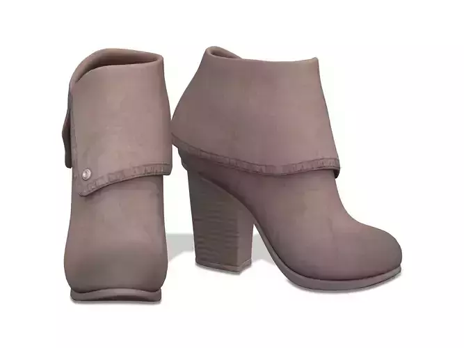 Suede Chord Taupe Fold-Over Ankle Boots