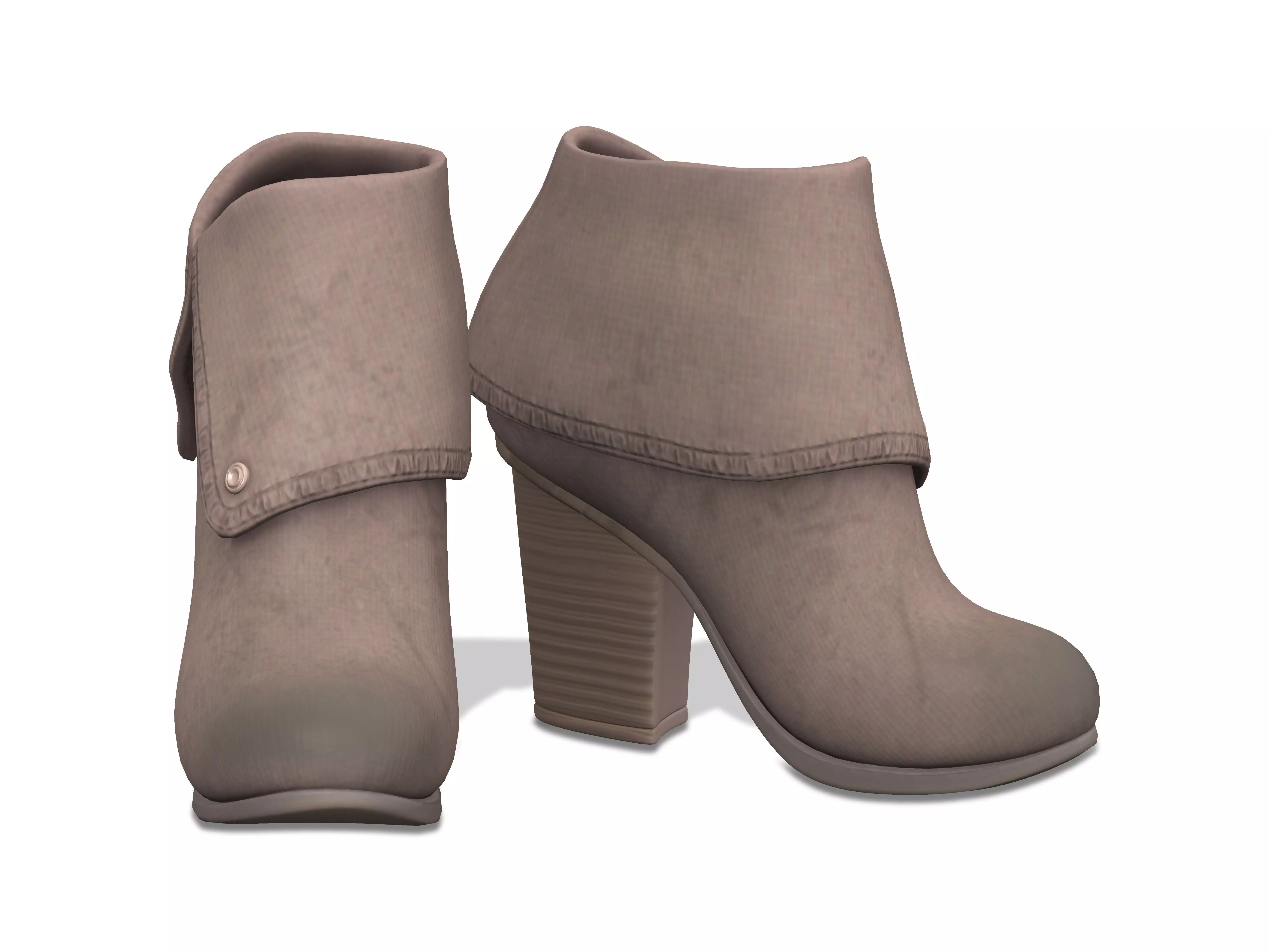 Suede Chord Taupe Fold-Over Ankle Boots Low-poly 3D model_0