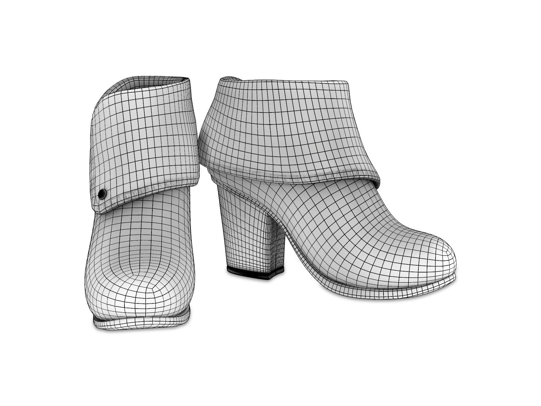 Suede Chord Taupe Fold-Over Ankle Boots Low-poly 3D model_3