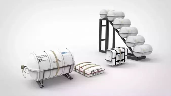 Liferaft barrel rack 3D model