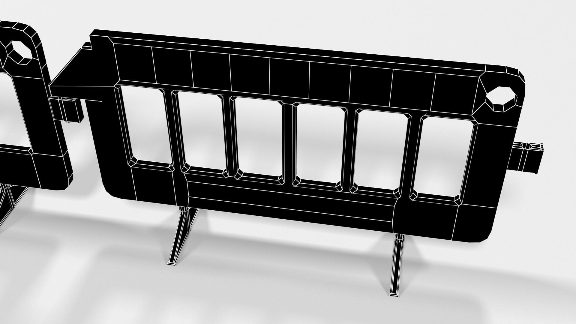 Yellow and red plastic road barriers Low-poly 3D model_11