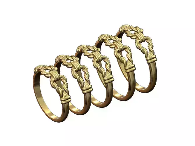 Braided wire double loop ring US size 5 to 11