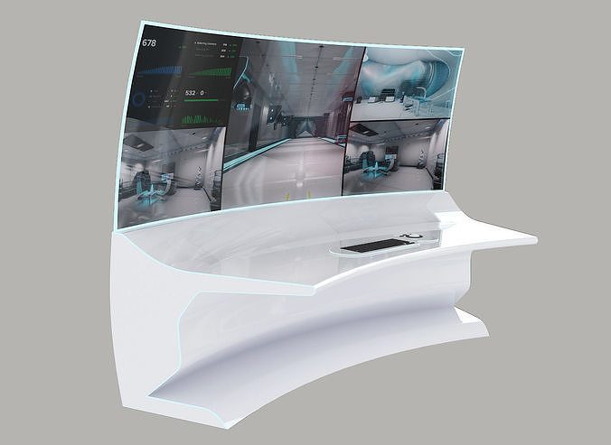 3D SCI FI SECURITY CONTROL DESK Low-poly 3D model