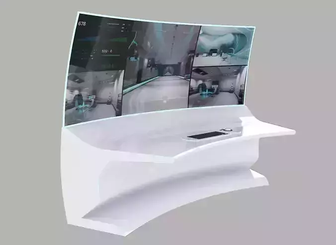 3D SCI FI SECURITY CONTROL DESK Low-poly 3D model
