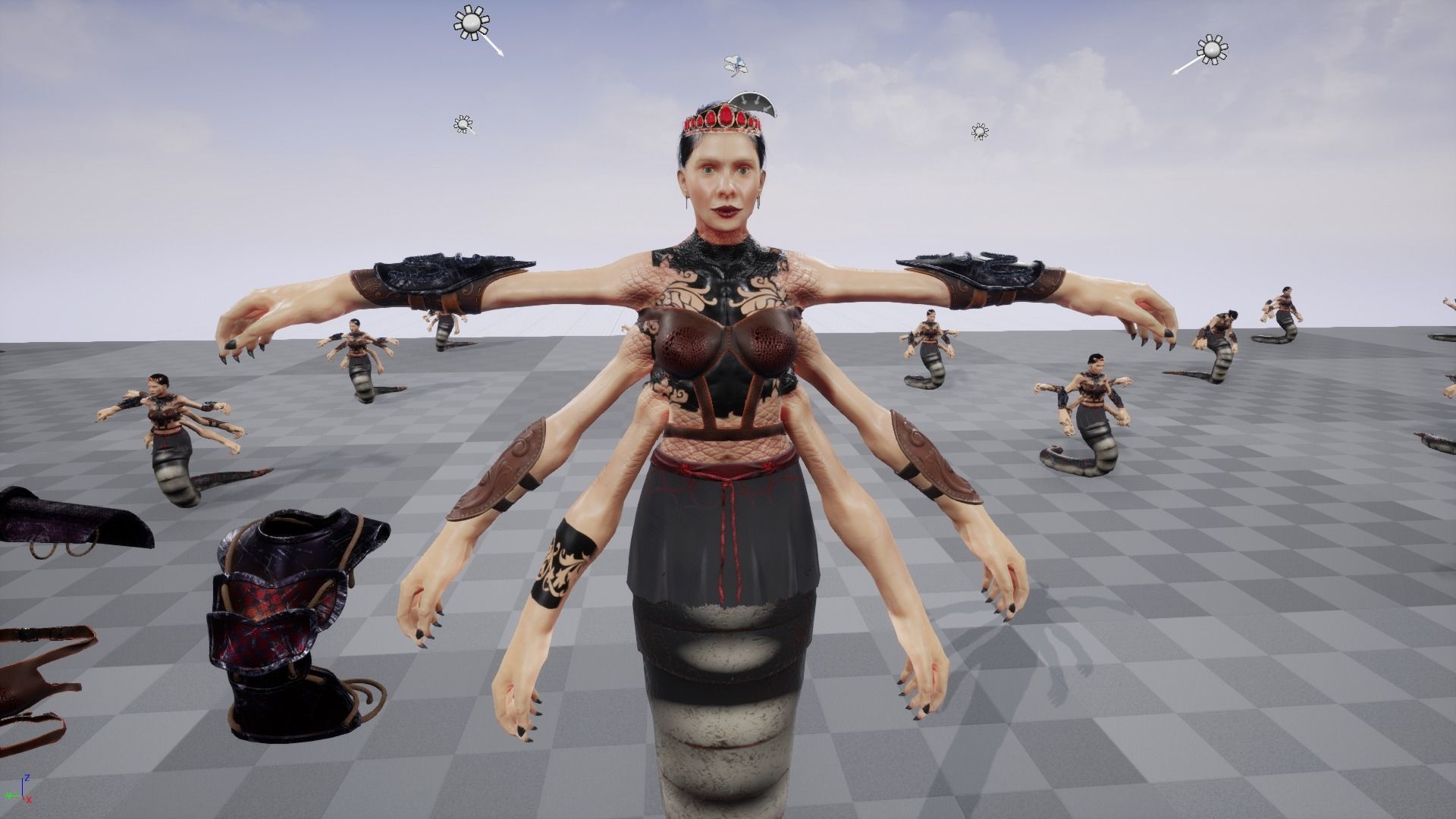 Naga Queen UE4 and Unity low poly model Low-poly 3D model_9