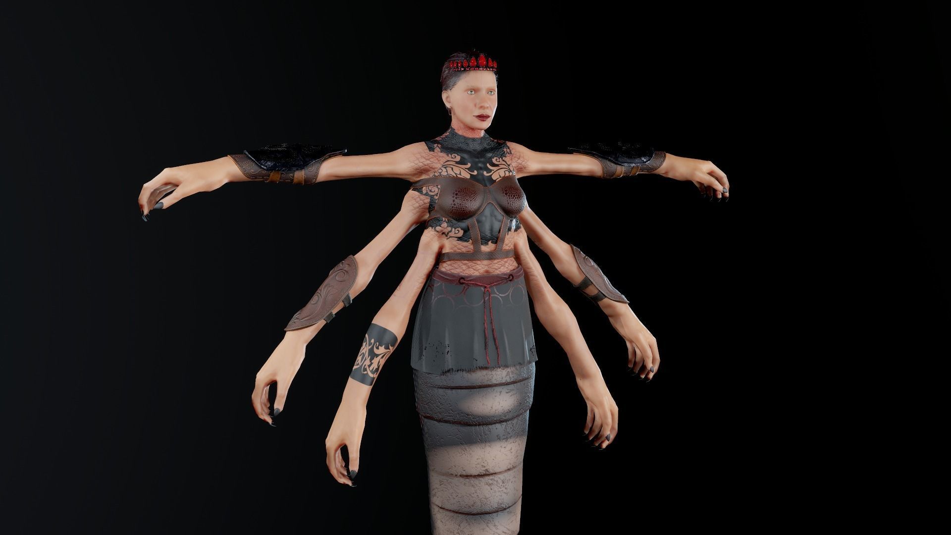 Naga Queen UE4 and Unity low poly model Low-poly 3D model_4