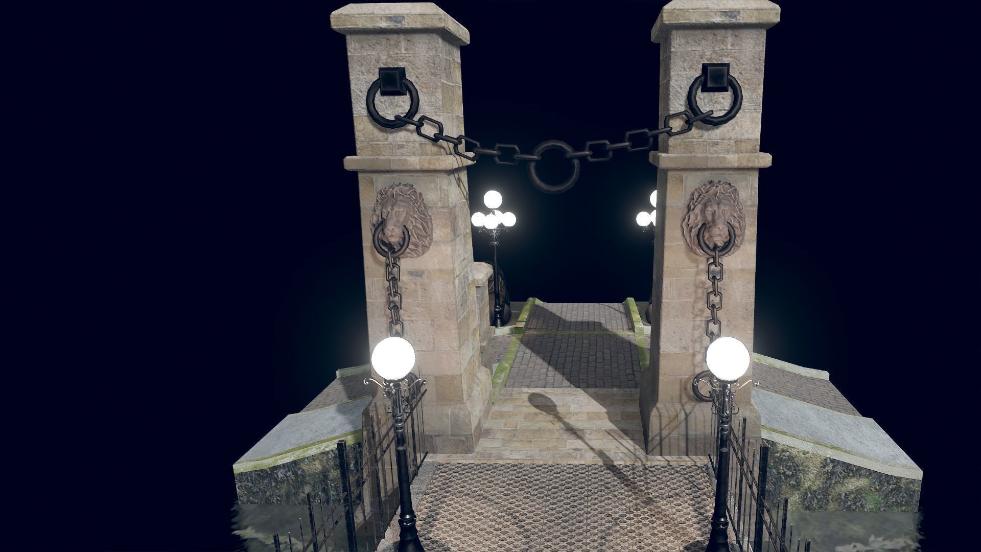 Lion Bridge Low-poly 3D model_19