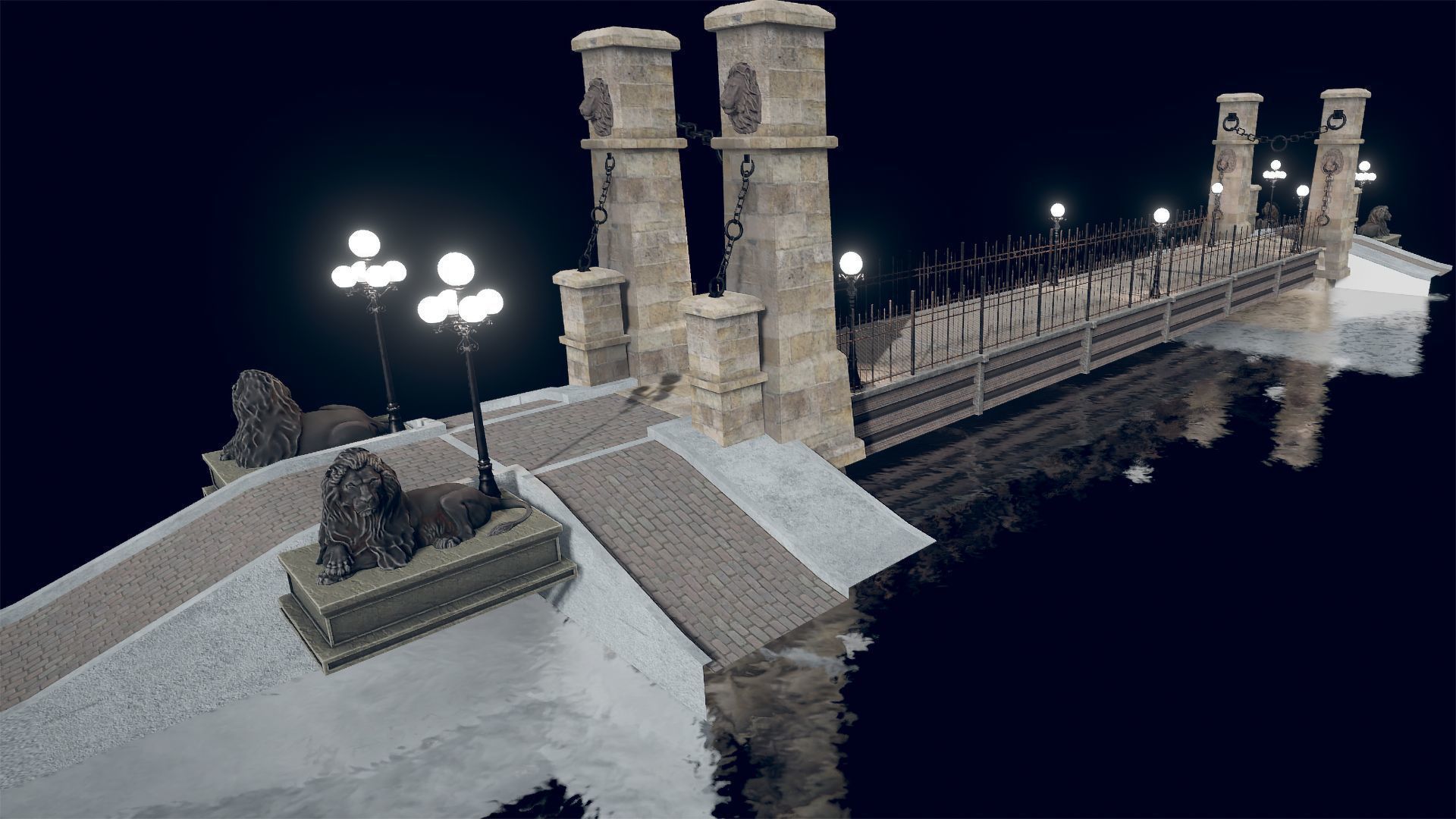 Lion Bridge Low-poly 3D model_22