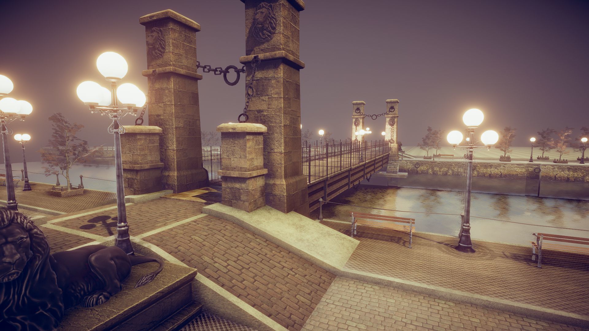 Lion Bridge Low-poly 3D model_13