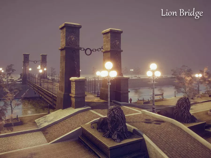 Lion Bridge Low-poly 3D model_0