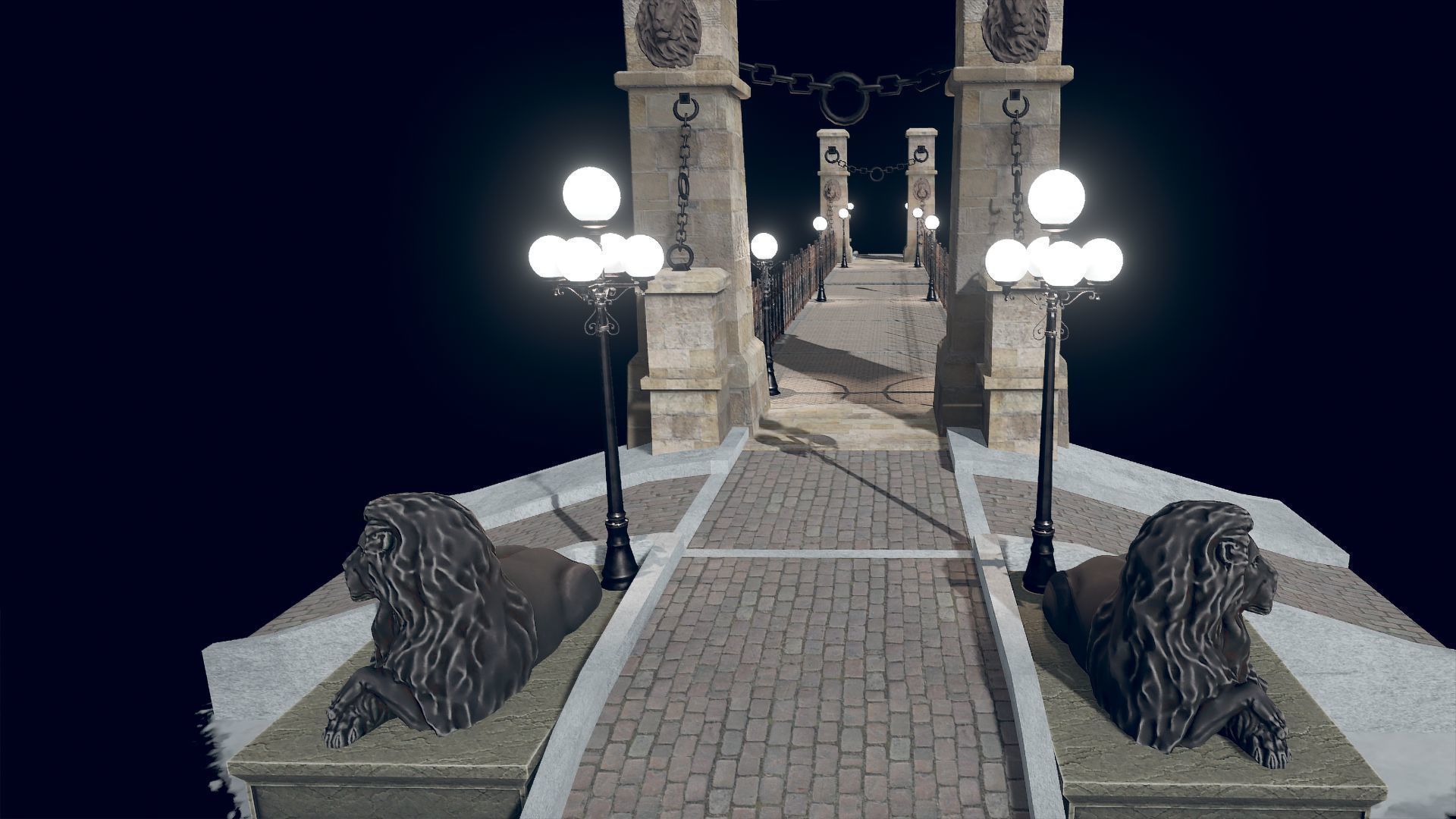 Lion Bridge Low-poly 3D model_20