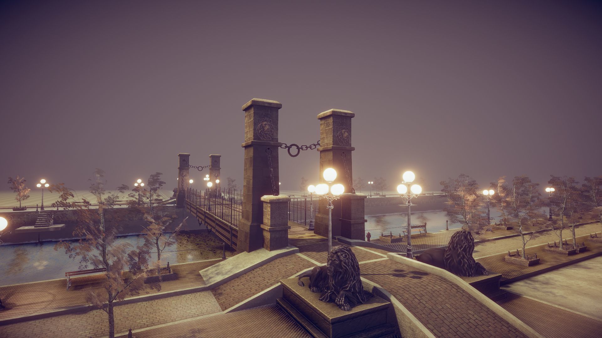 Lion Bridge Low-poly 3D model_7