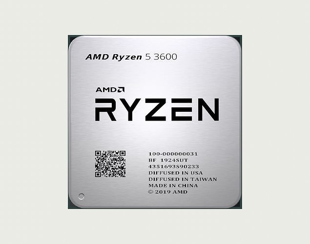 CPU AMD Ryzen 5 3600  Low-poly 3D model
