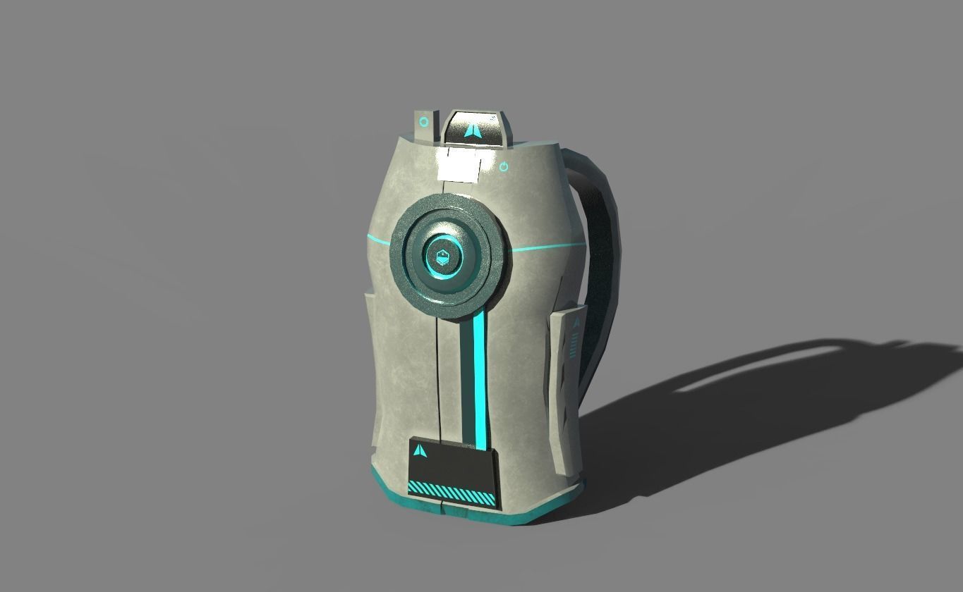 Sci-Fi Backpack 02 - Character Design Fiction Low-poly 3D model_3