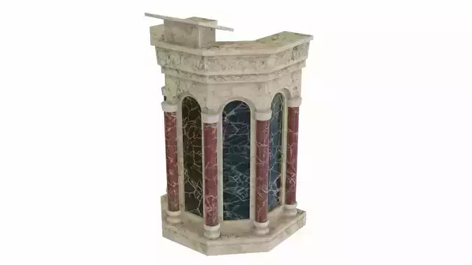 Cathedra ornate tower with marble base Low-poly 3D model