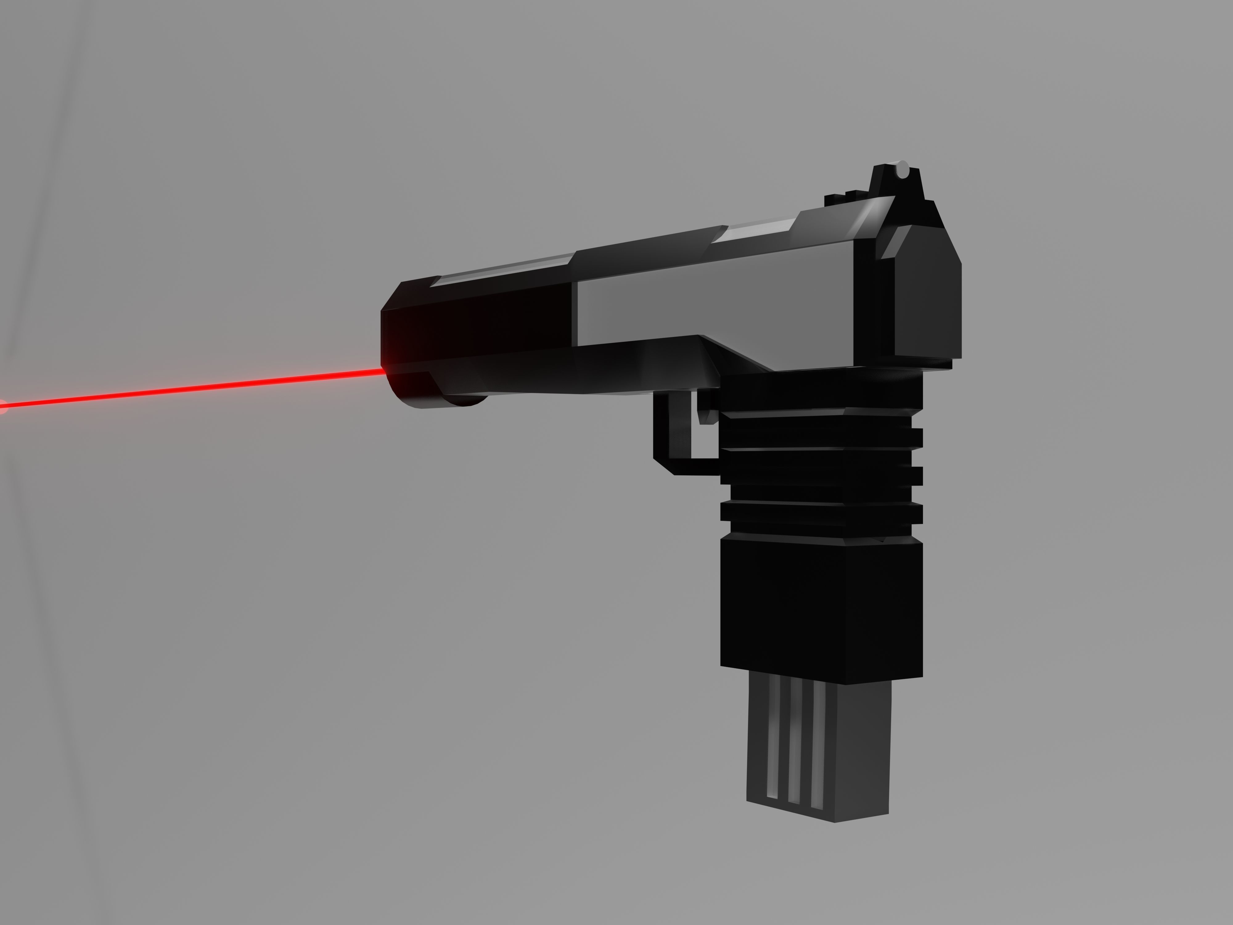 Gun with laser for your game Low-poly 3D model_4