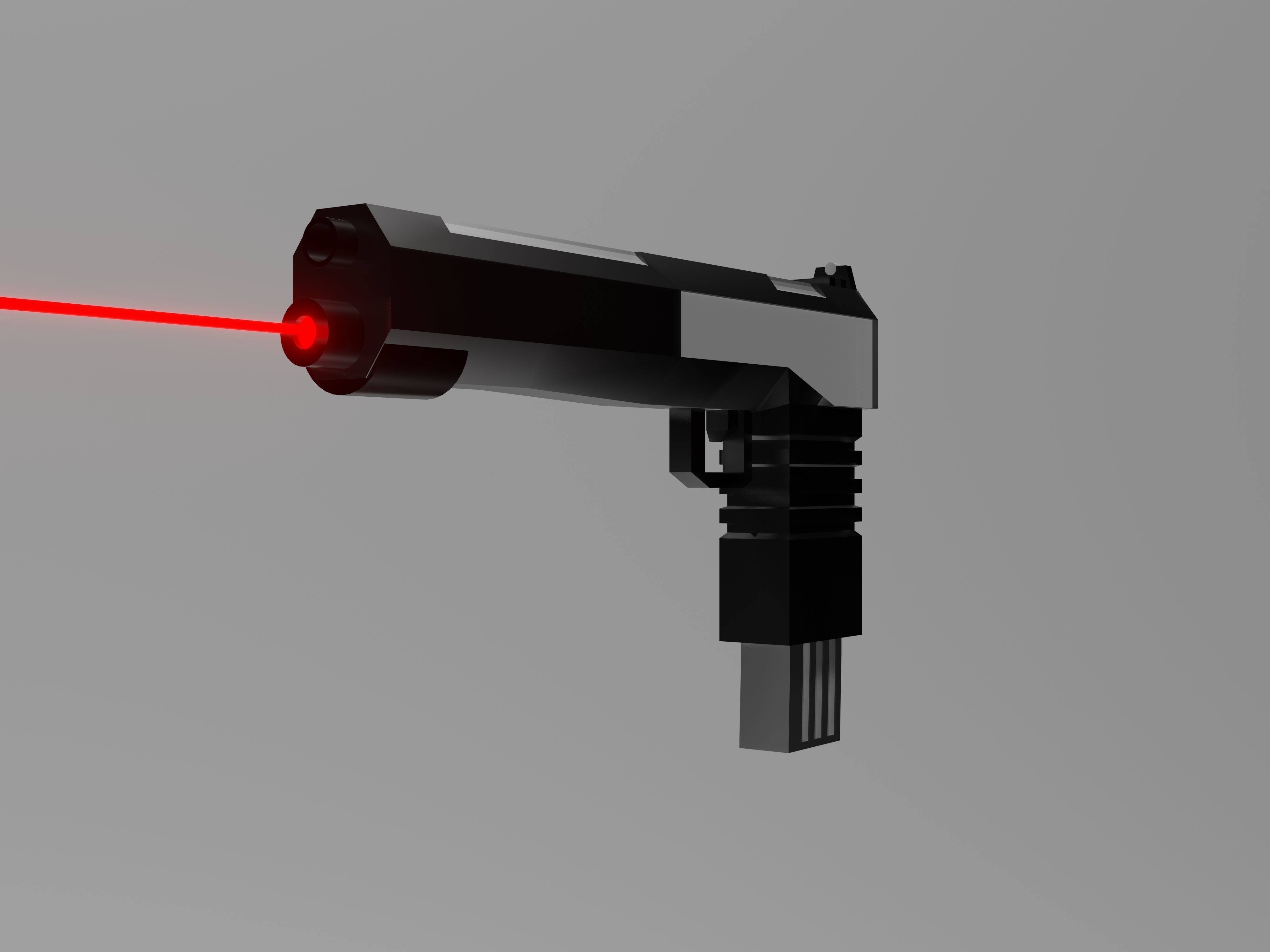Gun with laser for your game Low-poly 3D model_2