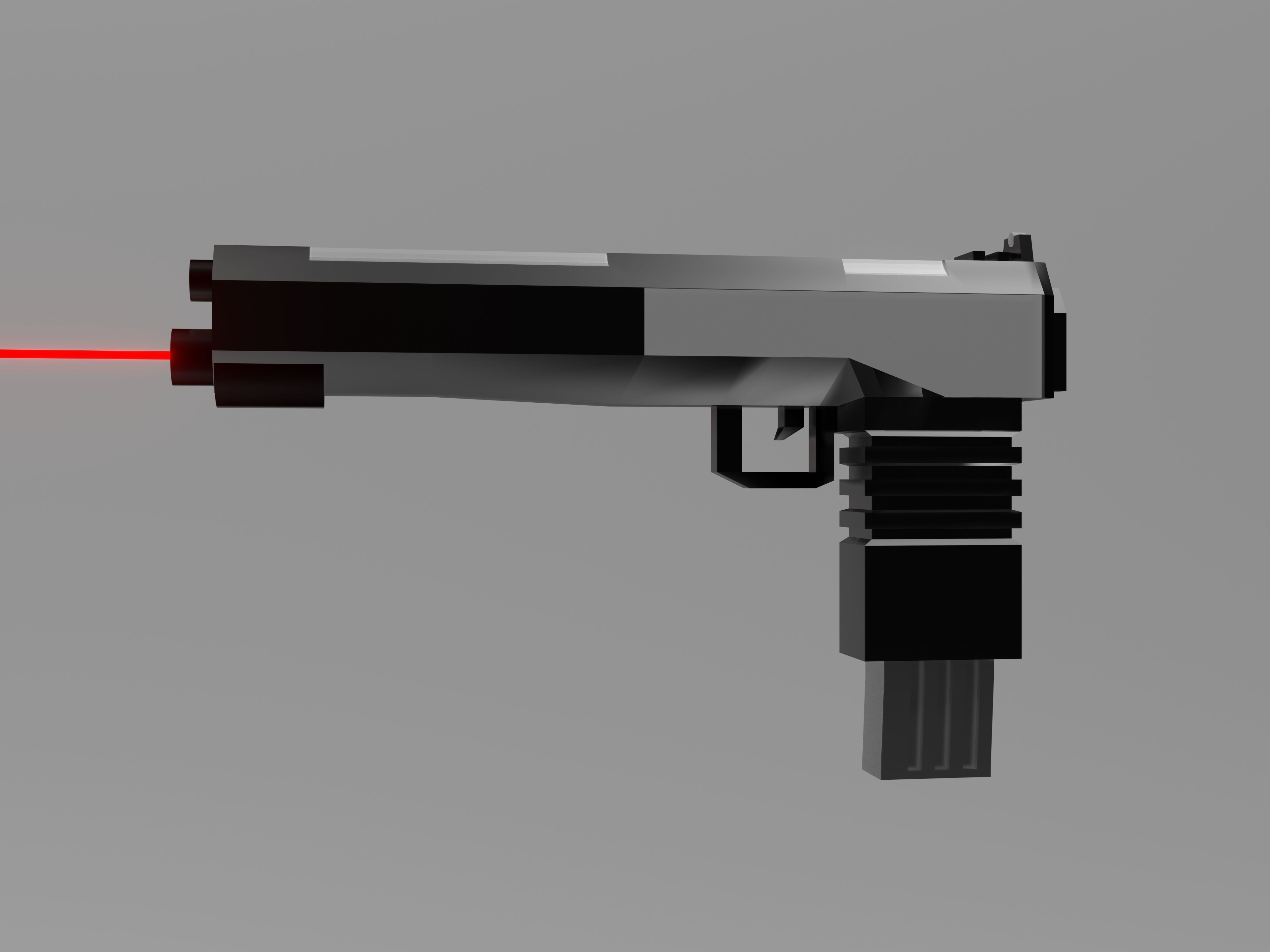 Gun with laser for your game Low-poly 3D model_3