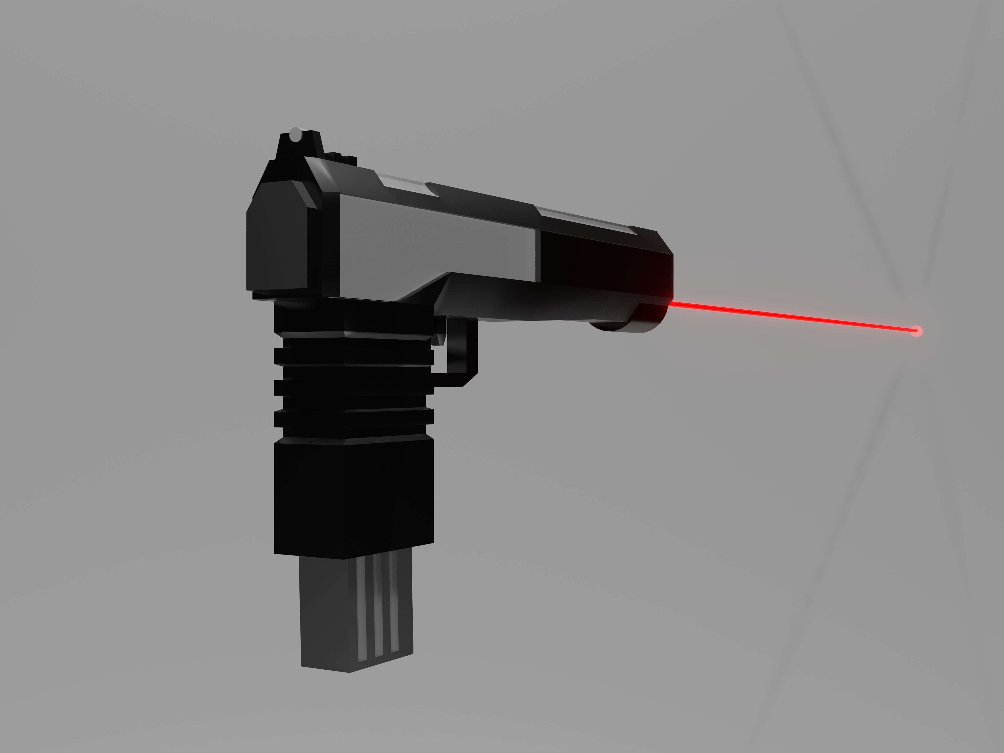 Gun with laser for your game Low-poly 3D model_5