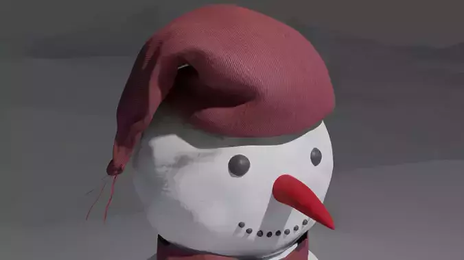 Snowman wearing hat and scarf