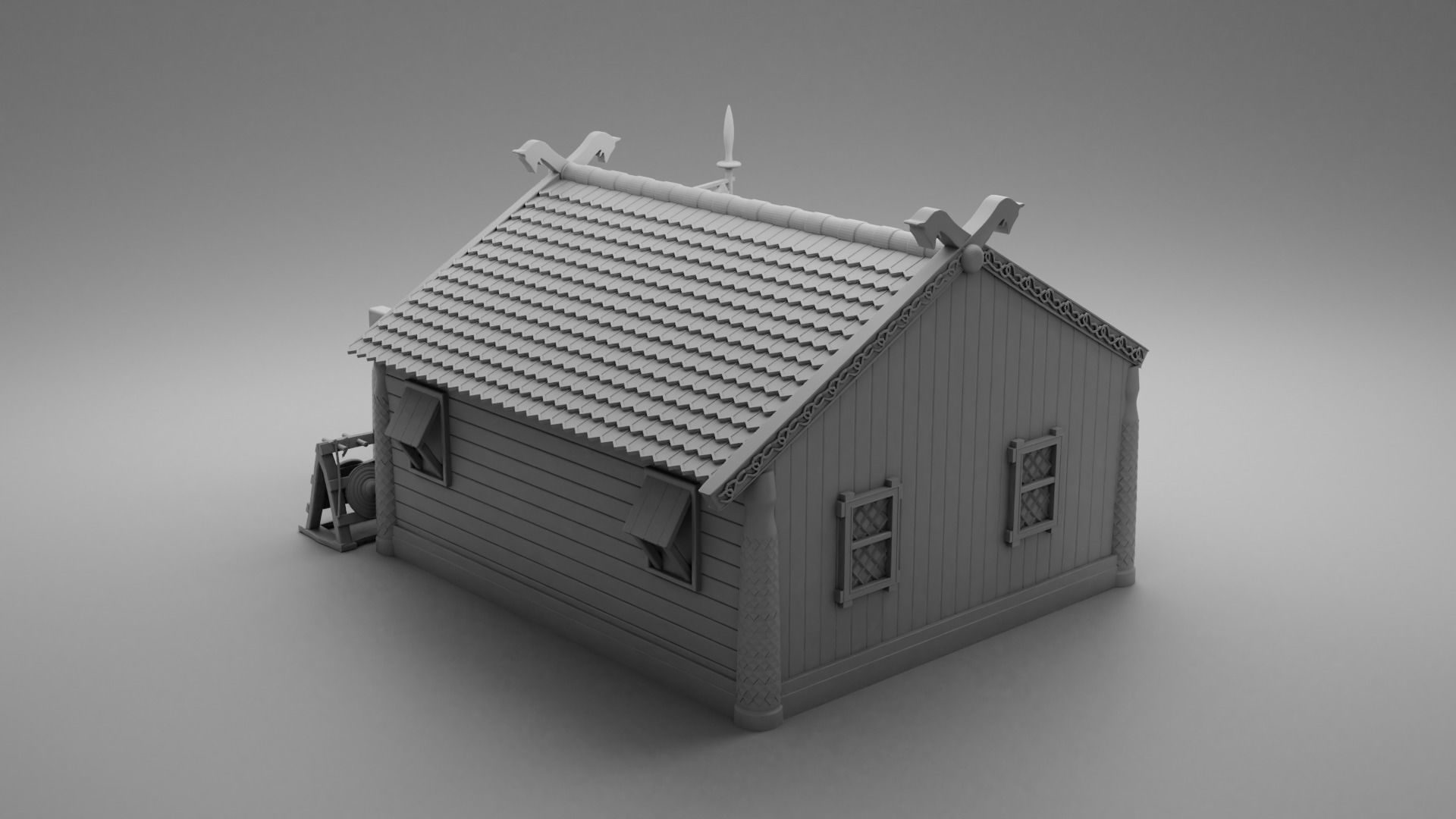 Vikings carved house 3D print model_2