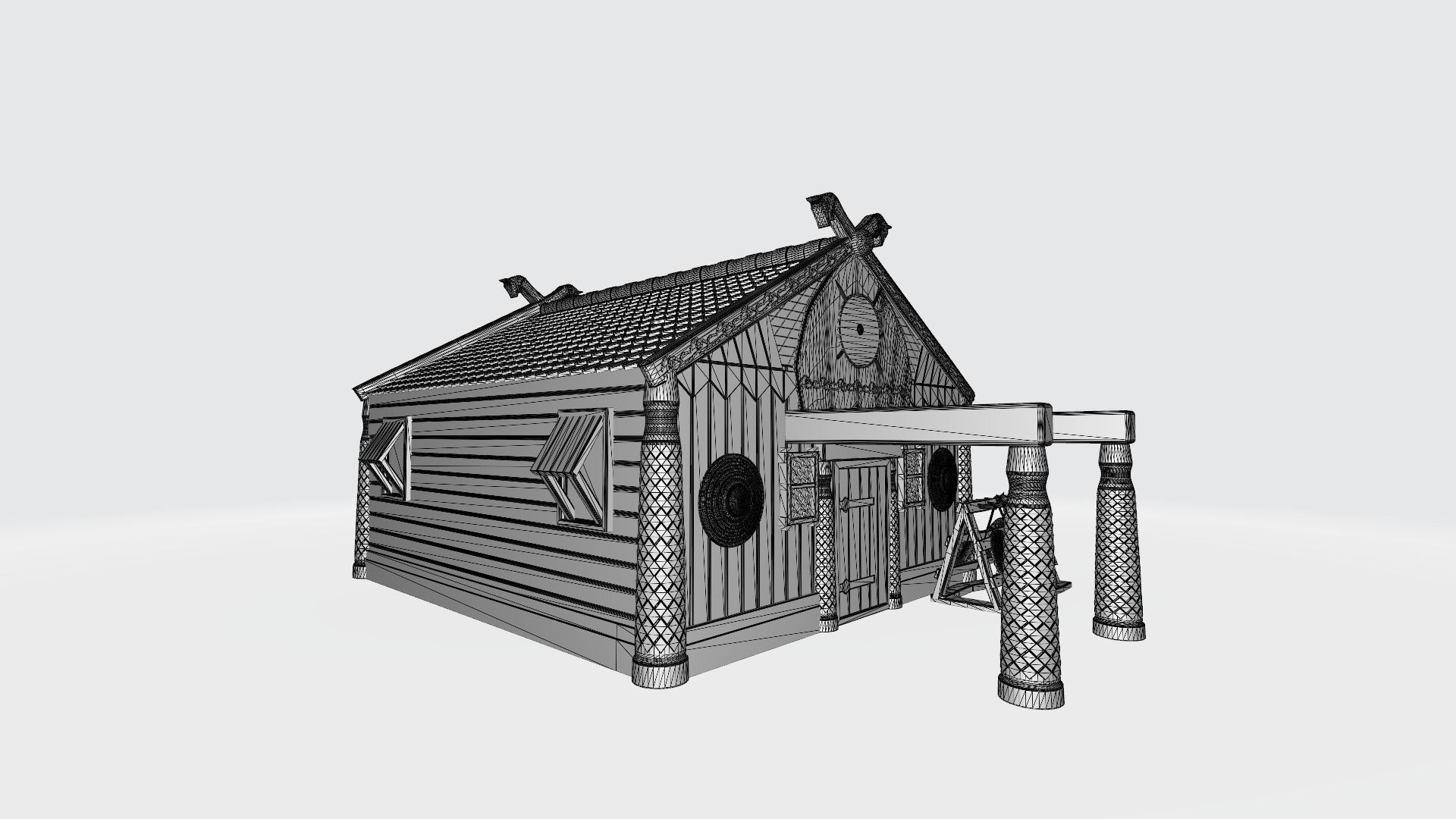 Vikings carved house 3D print model_4