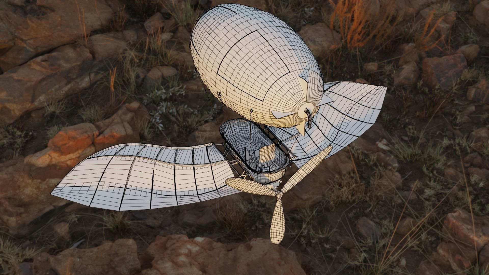 Steampunk airship 3D model_7