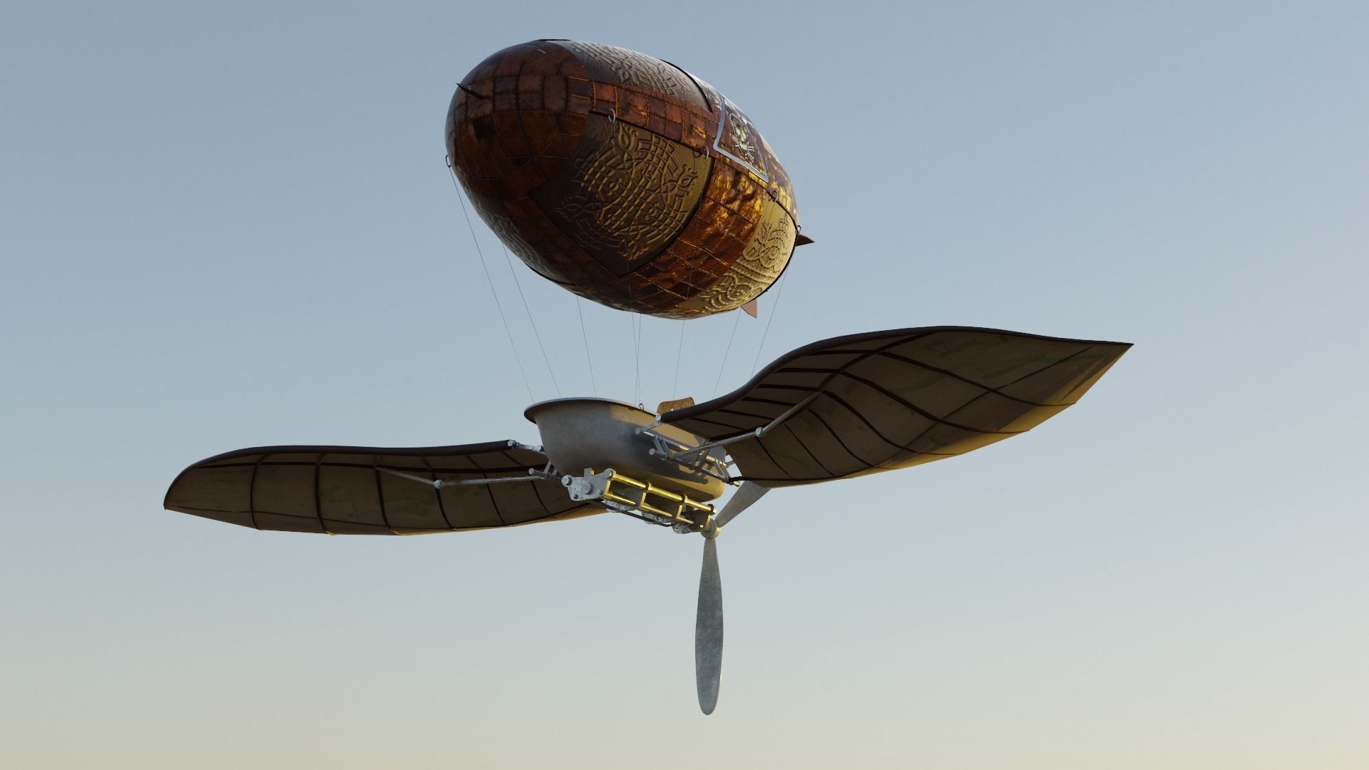 Steampunk airship 3D model_0