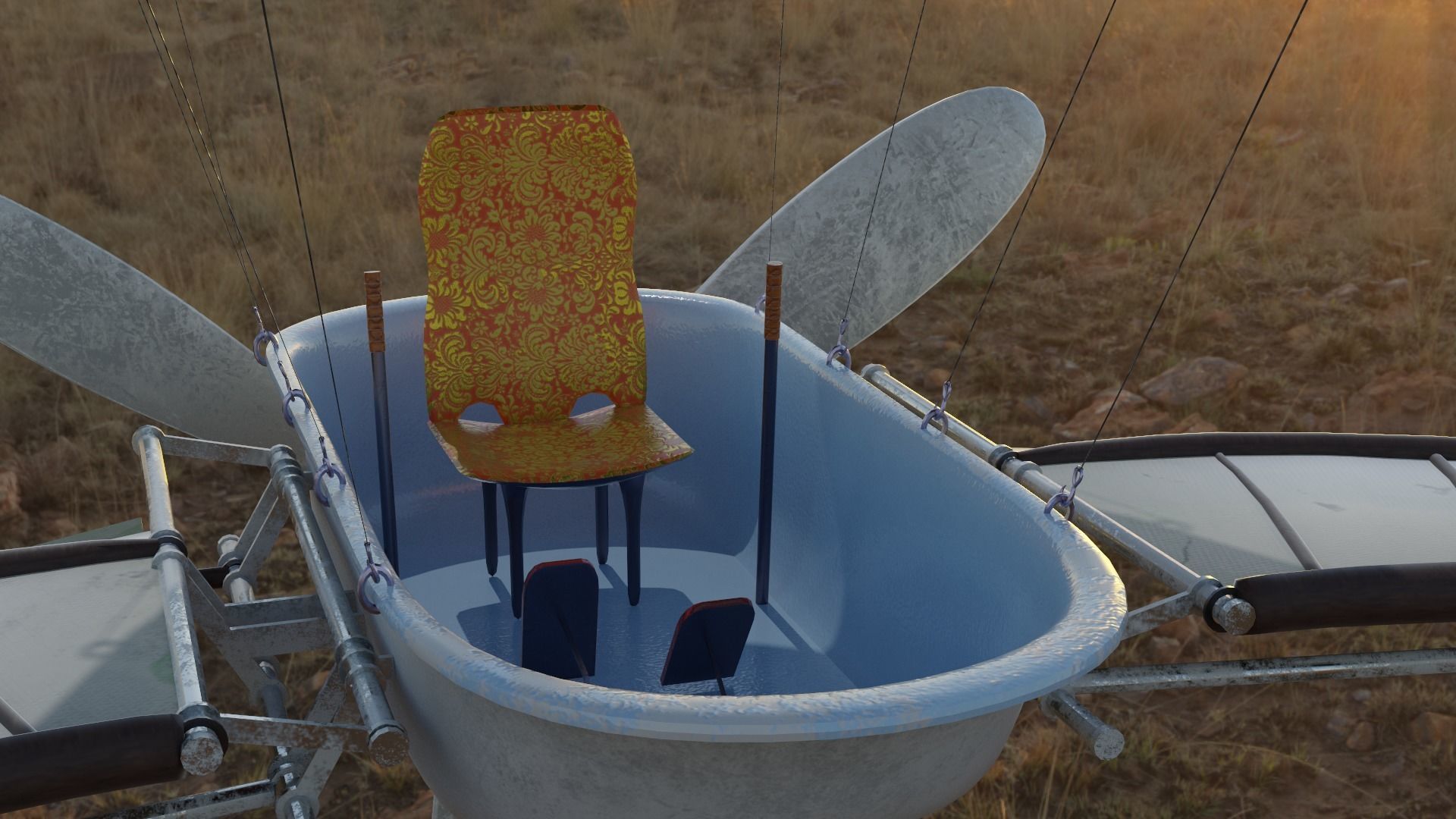 Steampunk airship 3D model_5