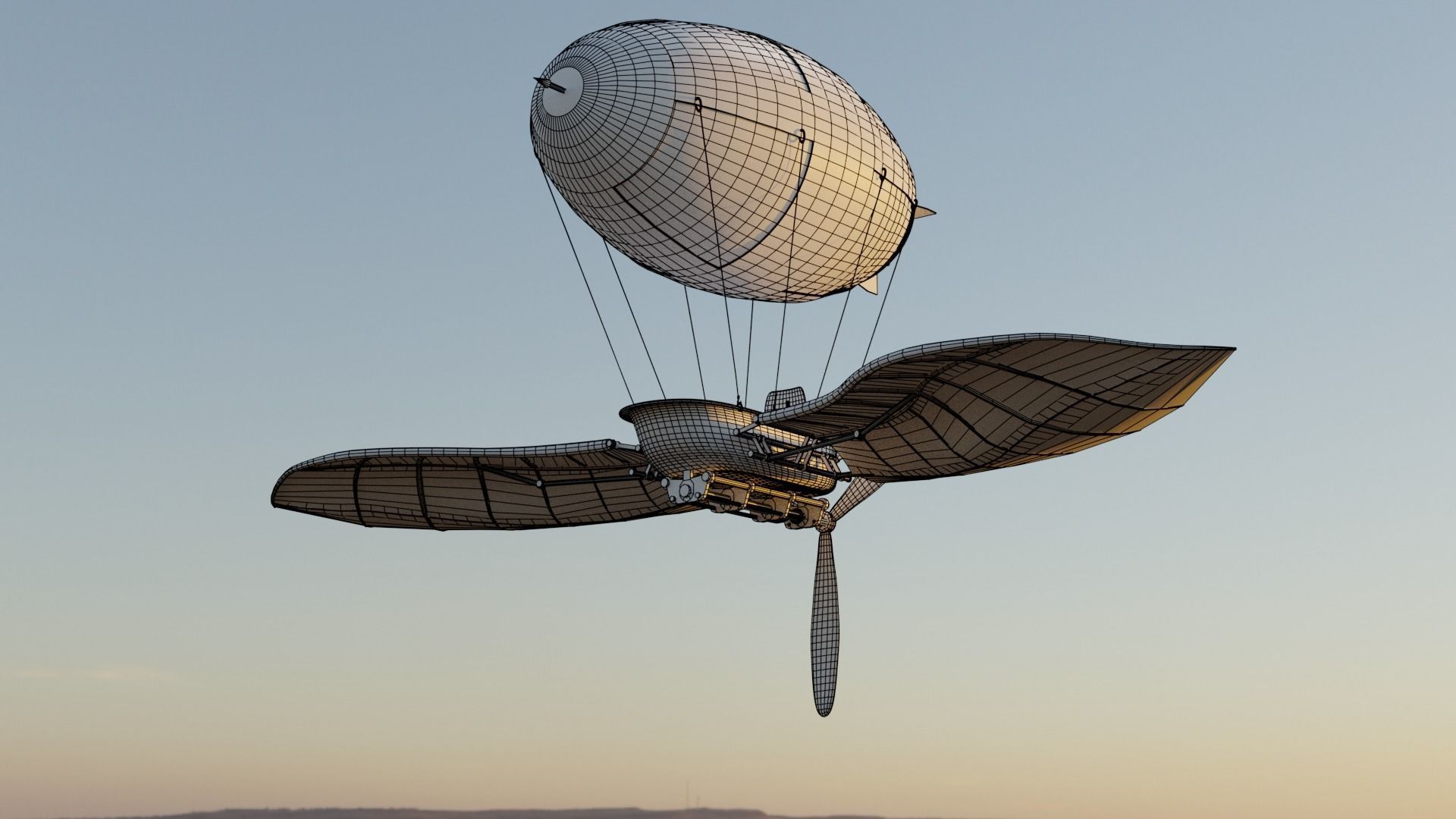 Steampunk airship 3D model_6
