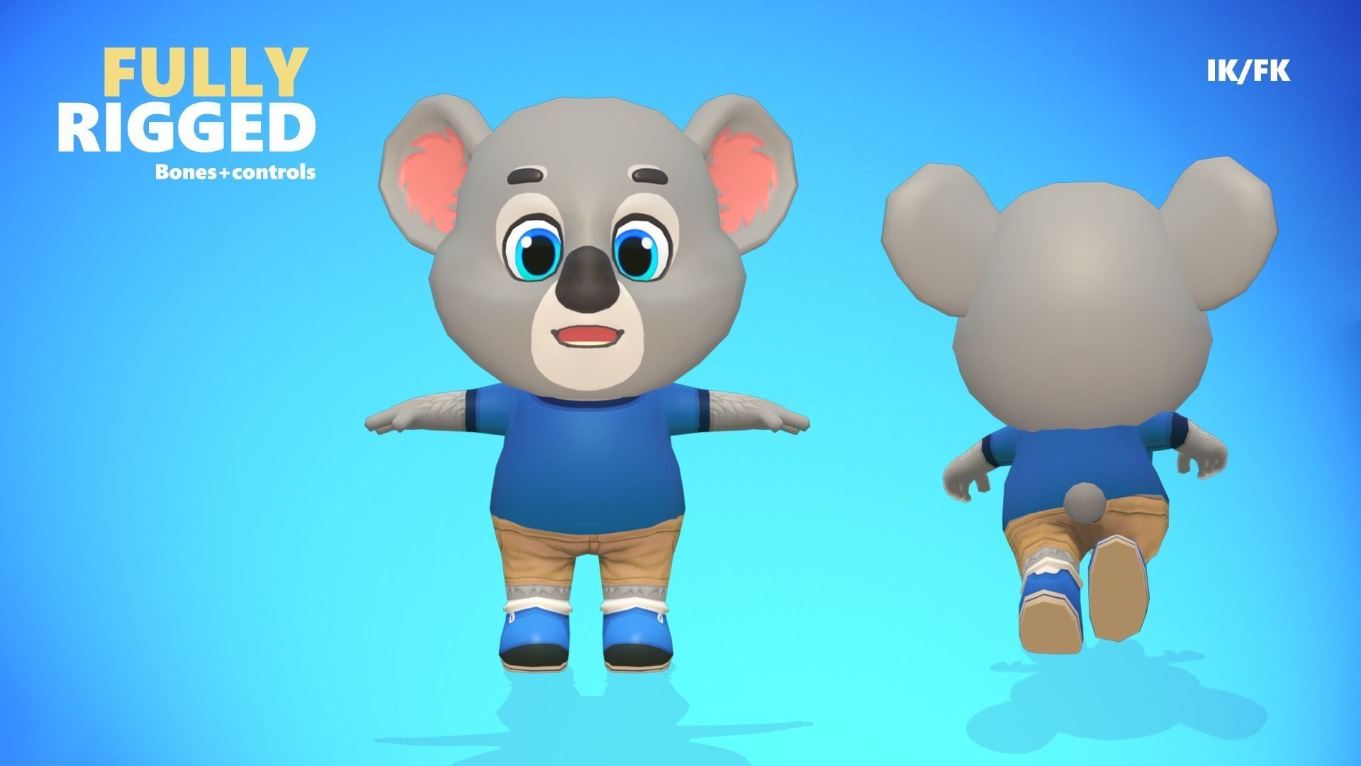 Koala Bear Animated Rigged Low-poly 3D model_7