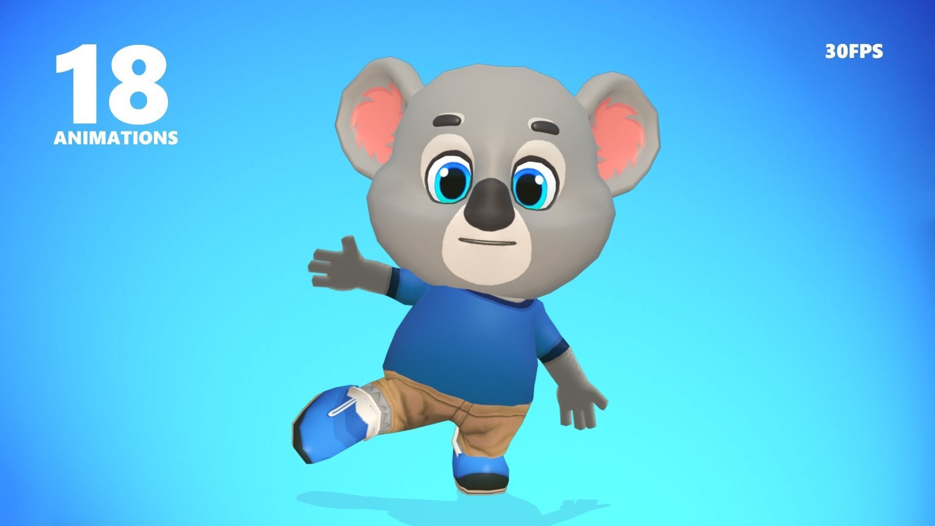 Koala Bear Animated Rigged Low-poly 3D model_4