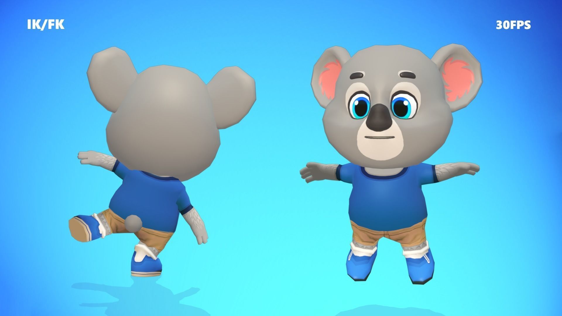 Koala Bear Animated Rigged Low-poly 3D model_12