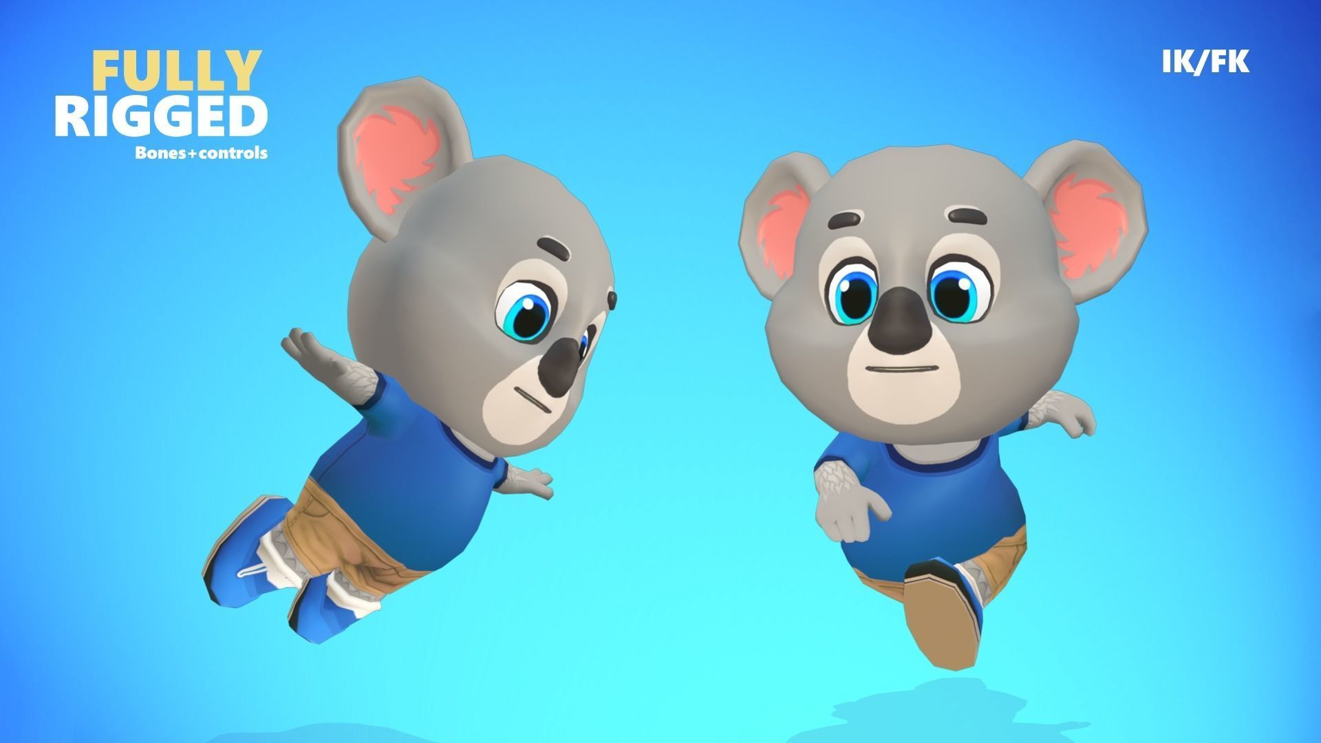 Koala Bear Animated Rigged Low-poly 3D model_8