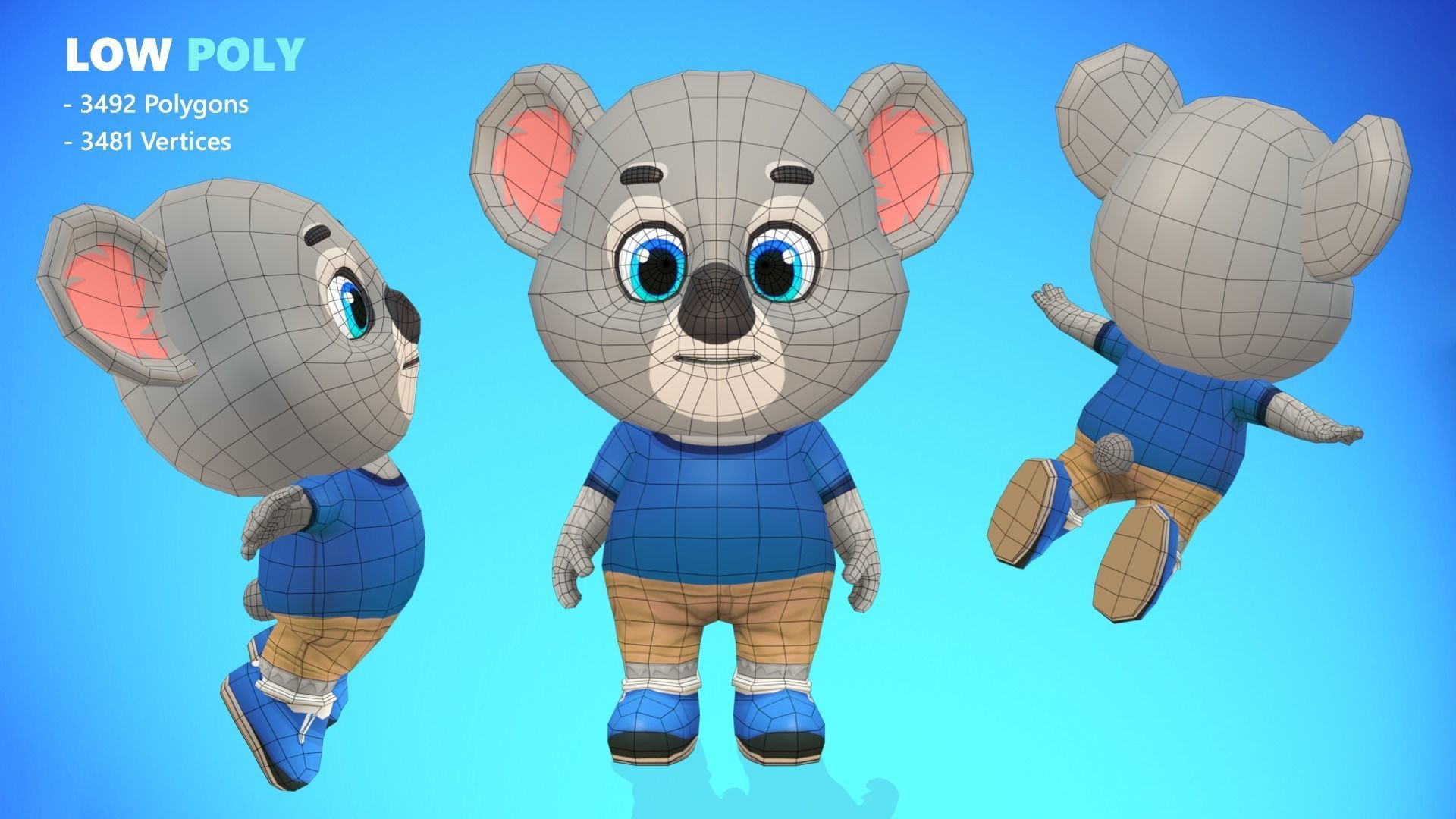 Koala Bear Animated Rigged Low-poly 3D model_11