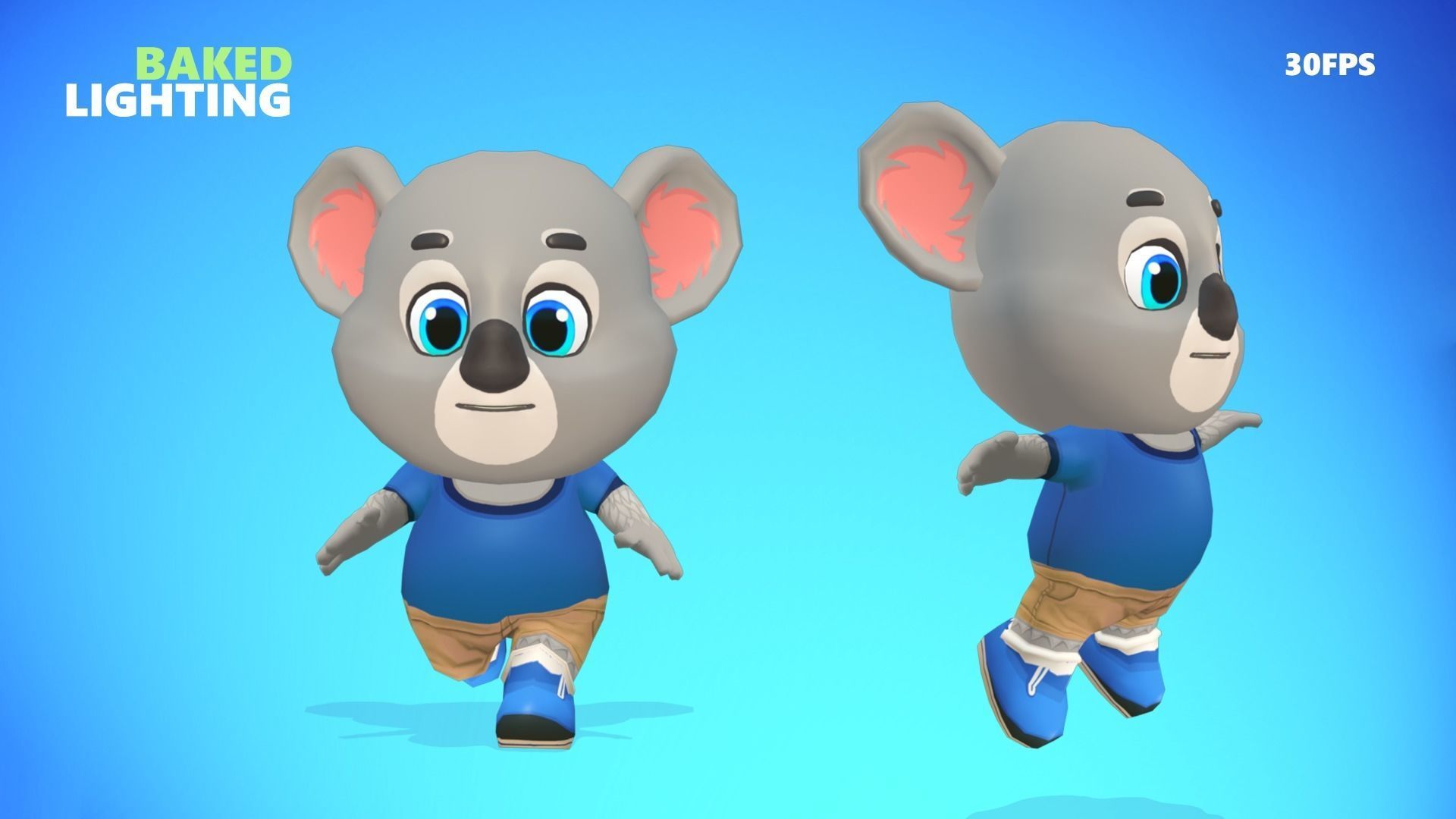Koala Bear Animated Rigged Low-poly 3D model_6