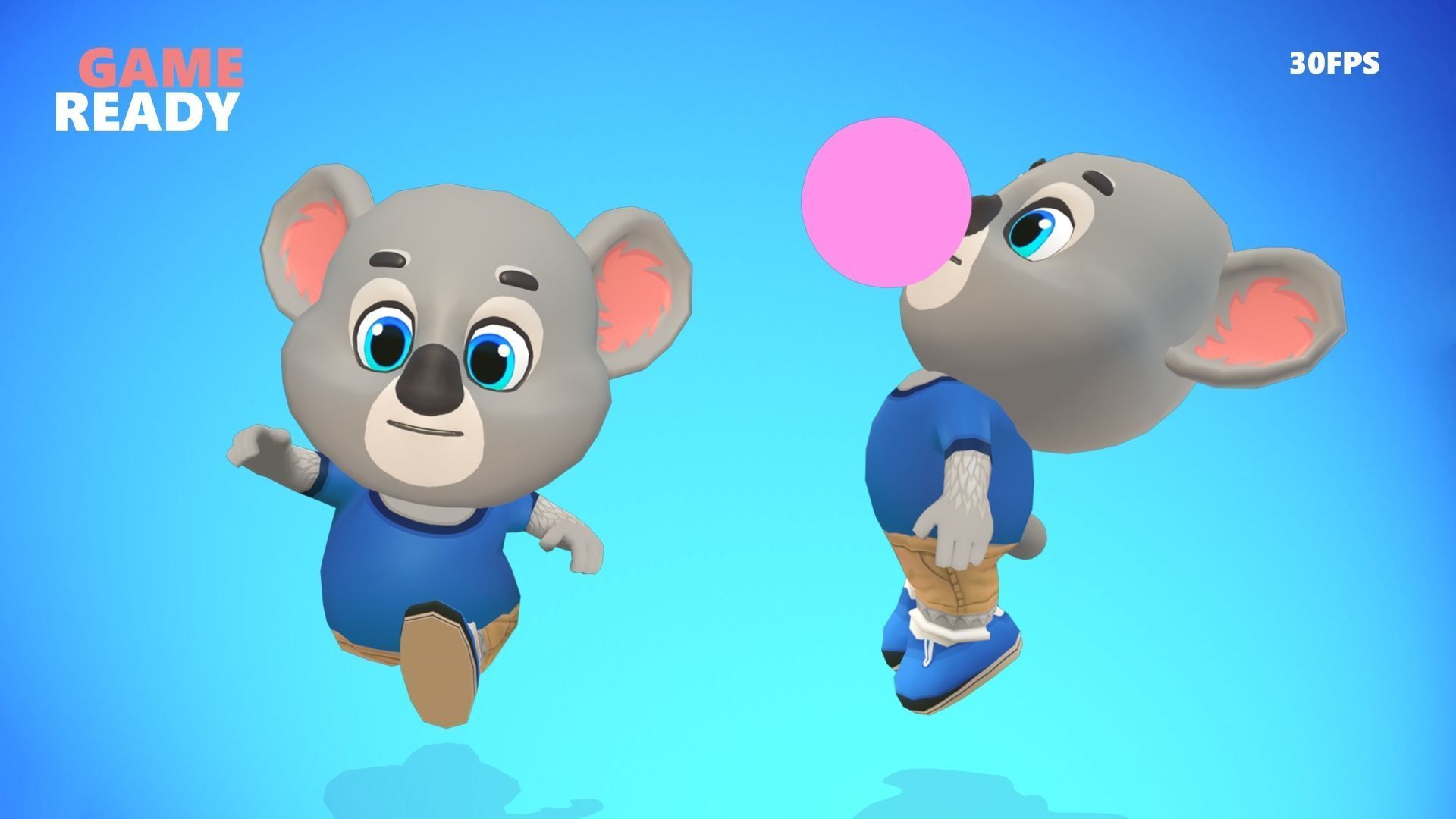 Koala Bear Animated Rigged Low-poly 3D model_10