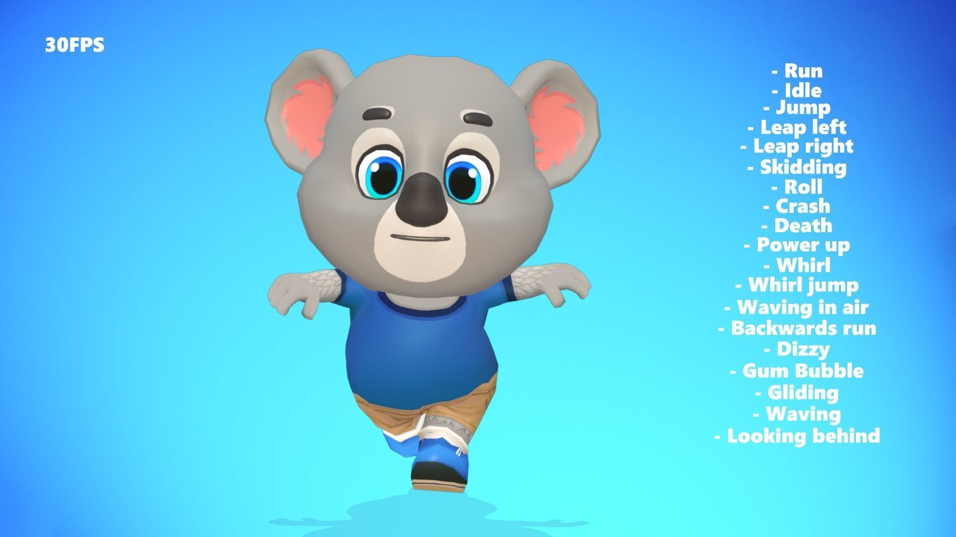 Koala Bear Animated Rigged Low-poly 3D model_5
