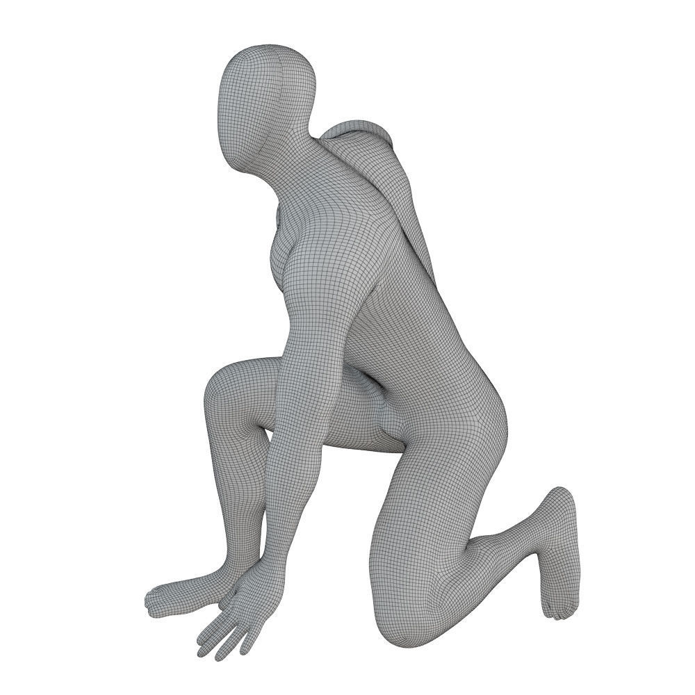 Abstract white mannequin sitting in a superhero pose 133 3D model_5