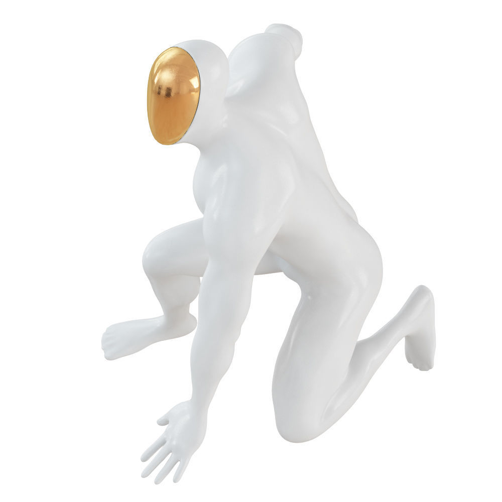 Abstract white mannequin sitting in a superhero pose 133 3D model_2
